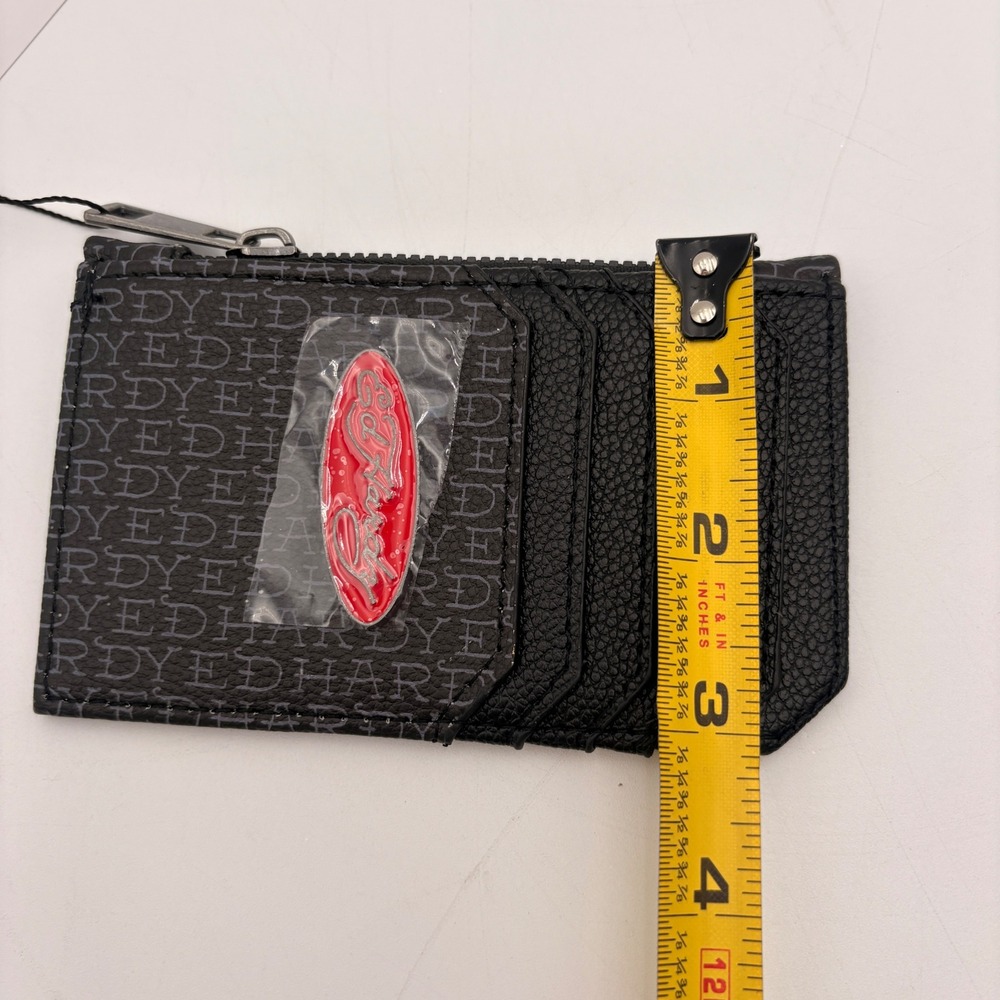 Ed Hardy Skull Rose Heart Butterfly Zip Card‎ Holder Wallet Black Tattoo - Picture 5 of 5